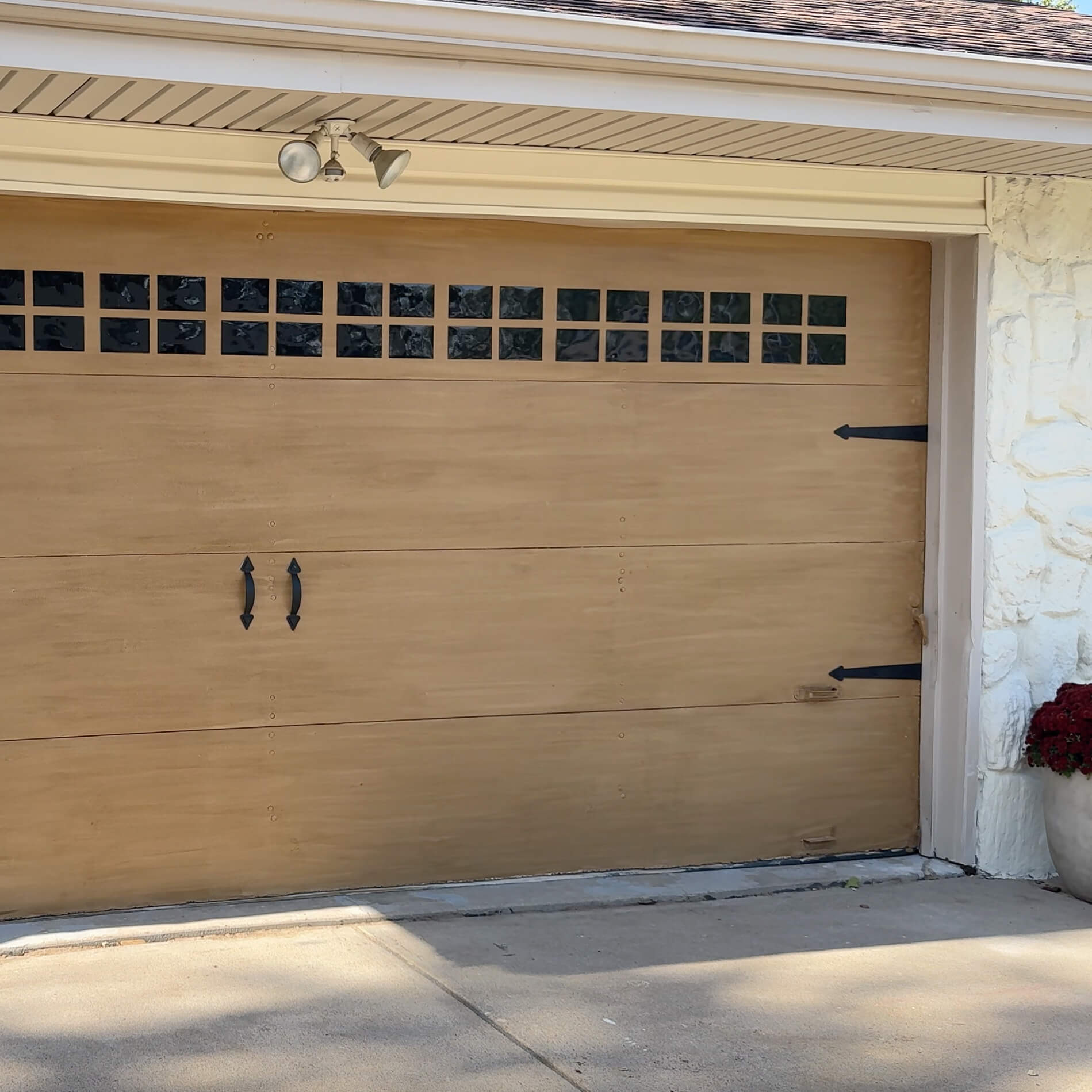 My full DIY tutorial on how to paint a faux wood garage door.